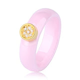 2019 Ring Ceramics 8mm Fashion Exquisite Rhinestone Ceramic Ring for Women Plus One Big Crystal Wedding Female Teen Ring Jewelry