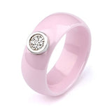 2019 Ring Ceramics 8mm Fashion Exquisite Rhinestone Ceramic Ring for Women Plus One Big Crystal Wedding Female Teen Ring Jewelry