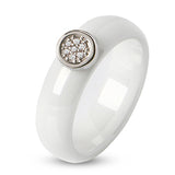 2019 Ring Ceramics 8mm Fashion Exquisite Rhinestone Ceramic Ring for Women Plus One Big Crystal Wedding Female Teen Ring Jewelry