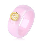 2019 Ring Ceramics 8mm Fashion Exquisite Rhinestone Ceramic Ring for Women Plus One Big Crystal Wedding Female Teen Ring Jewelry