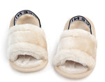 2019 Winter Warm Baby Slipper First Walkers Baby Girls Boys Fuzzy Soft Crib Shoes Letter Elastic Band Solid Crib Pram Prewalker