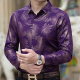 dasda  2019 new social long sleeve maple leaf designer shirts men slim fit vintage fashions men's shirt man dress jersey clothing 36565
