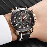 2019LIGE New Fashion Mens Watches Top Brand Luxury Big Dial Military Quartz Watch Leather Waterproof Sport Chronograph Watch Men