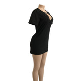 2020 Women Tshirt mini Dress Choker V-neck Summer Dresses Long Short Sleeve Casual Sexy Halter Boho Beach Dress Vestidos autumn