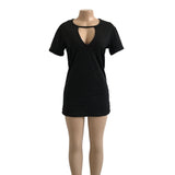 2020 Women Tshirt mini Dress Choker V-neck Summer Dresses Long Short Sleeve Casual Sexy Halter Boho Beach Dress Vestidos autumn
