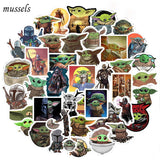 25-50Pcs The Mandalorian Star Wars Baby Yoda Sticker Scrapbooking Suitcase Decal Skateboarding Motorcycle Children Gift Stickers