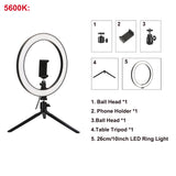 dasda  26cm/10inch LED Selfie Ring Light Dimmable LED Ring Lamp Photo Video Camera Phone Light ringlight For Live YouTube Fill Light