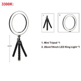 dasda  26cm/10inch LED Selfie Ring Light Dimmable LED Ring Lamp Photo Video Camera Phone Light ringlight For Live YouTube Fill Light