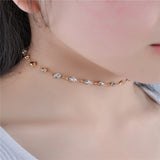 Women's Crystal Choker Necklace Single Strand Personalized Basic Simple Style Fashion Crystal Copper Gold Silver Necklace Jewelry For Party Special Occasion Daily Casual Outdoor