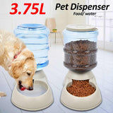 dasda  3.75L Dog Cat Large Automatic Feeder Drinker Food Water Dispenser Pet Bowl Dish