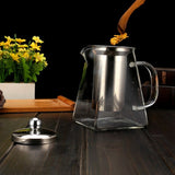 380/550/750/950ML Borosilicate Glass Teapot Heat Resistant Square Glass Teapot Tea Infuser Filter Milk Oolong Flower Tea Pot