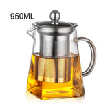 380/550/750/950ML Borosilicate Glass Teapot Heat Resistant Square Glass Teapot Tea Infuser Filter Milk Oolong Flower Tea Pot