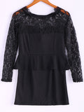 Long Sleeves Lace Splicing Boat Neck Sexy Style Women's Dress