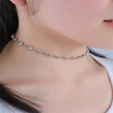Women's Crystal Choker Necklace Single Strand Personalized Basic Simple Style Fashion Crystal Copper Gold Silver Necklace Jewelry For Party Special Occasion Daily Casual Outdoor
