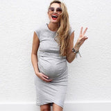 Women's Maternity Basic Street chic Asymmetrical Sheath Dress - Solid Colored Ruched Patchwork Navy Blue Gray Fuchsia XXXL XXXXL XXXXXL