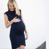 Women's Maternity Basic Street chic Asymmetrical Sheath Dress - Solid Colored Ruched Patchwork Navy Blue Gray Fuchsia XXXL XXXXL XXXXXL