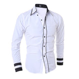 Men's Daily Work Business Plus Size Slim Shirt - Color Block Black & Red, Basic Spread Collar Gray / Long Sleeve / Spring / Fall
