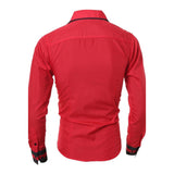 Men's Daily Work Business Plus Size Slim Shirt - Color Block Black & Red, Basic Spread Collar Gray / Long Sleeve / Spring / Fall