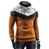 Men's Plus Size Sports Active Long Sleeve Slim Hoodie - Color Block Turtleneck Gray XL / Spring / Fall / Winter