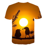 Men's Daily Street Exaggerated Plus Size T-shirt - 3D / Graphic / Animal Print Round Neck Yellow / Short Sleeve