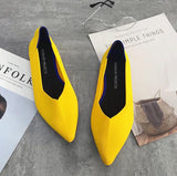 Women Ballet Flats Shoes Slip On Pointed Toe Ladies Casual Shoes Knitting Comfortable Soft Loafers Shoes For pregnant Woman