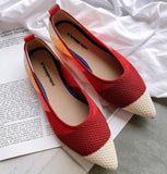 Women Ballet Flats Shoes Slip On Pointed Toe Ladies Casual Shoes Knitting Comfortable Soft Loafers Shoes For pregnant Woman