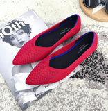 Women Ballet Flats Shoes Slip On Pointed Toe Ladies Casual Shoes Knitting Comfortable Soft Loafers Shoes For pregnant Woman