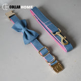 Engrave adjust dog collar personalized jean pet collar leash christmas decorations bow tie necklace for small medium large dogs