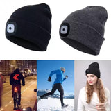 LED Light Cap Warm Knitted Hat Outdoor Fishing Running Beanie Hat Autumn Winter Flash headlight Camping Climbing Caps #08