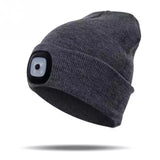 LED Light Cap Warm Knitted Hat Outdoor Fishing Running Beanie Hat Autumn Winter Flash headlight Camping Climbing Caps #08