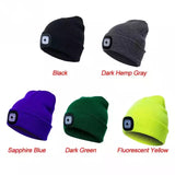LED Light Cap Warm Knitted Hat Outdoor Fishing Running Beanie Hat Autumn Winter Flash headlight Camping Climbing Caps #08
