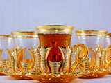 Pearl Coated Gold Turkish Tea Cups Set With Tea Pot Set of 6 perfect gift