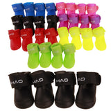 dasda  4Pcs/set Pet dog Rain ShoesDog Booties Rubber Portable Anti Slip Waterproof Dog Cat Rain Shoes Autumn and winter S/M/L