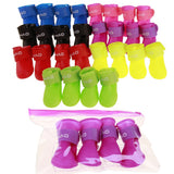 4Pcs/set Pet dog Rain ShoesDog Booties Rubber Portable Anti Slip Waterproof Dog Cat Rain Shoes Autumn and winter S/M/L