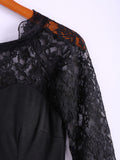 Long Sleeves Lace Splicing Boat Neck Sexy Style Women's Dress