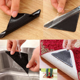 dasda  4pcs/Set Reusable Washable Rug Carpet Mat Grippers Non Slip Silicone Grip For Home Bath Living RoomCarpet Pad Non Slip Tri