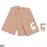 50PCS Multi Style Christmas Kraft Paper Tags DIY Crafts Christmas Tree Elk Hanging Tag New Year Xmas Party Gifts Wrapping Labels