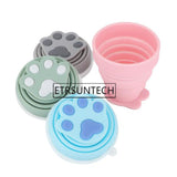50pcs Portable Silicone Retractable Folding Cup with Lid Outdoor Telescopic Collapsible Drinking Cup Cat Claw Travel Cup