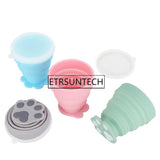 50pcs Portable Silicone Retractable Folding Cup with Lid Outdoor Telescopic Collapsible Drinking Cup Cat Claw Travel Cup