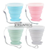 50pcs Portable Silicone Retractable Folding Cup with Lid Outdoor Telescopic Collapsible Drinking Cup Cat Claw Travel Cup