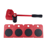 5pcs/set Furniture Moving Transport Set 4 Mover Roller+1 Wheel Bar Furniture Transport Lifter Household Hand Tool Set