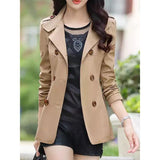 Women's Daily Spring &  Fall Regular Trench Coat, Solid Colored Rolled collar Long Sleeve Polyester Wine / Light Blue / Fuchsia