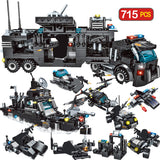 715pcs City Police Station Building Blocks Compatible Legoingly City SWAT Team Truck Blocks Educational Toy For Boys Children