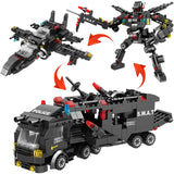 715pcs City Police Station Building Blocks Compatible Legoingly City SWAT Team Truck Blocks Educational Toy For Boys Children