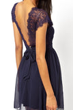 Lace Panel Back Cutout Mini Club Dress