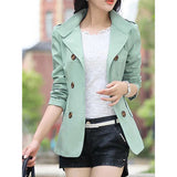 Women's Daily Spring &  Fall Regular Trench Coat, Solid Colored Rolled collar Long Sleeve Polyester Wine / Light Blue / Fuchsia
