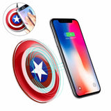 dasda  A+Avengers QI Wireless Charger For Samsung Galaxy S8 S7 S6/S6 Edge G9250 For iPhone 5 6 7 8 Captain America Shield Charging Pad