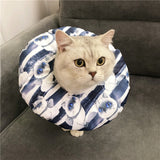 Adjustable Pet E-Collar Recovery Cone Cotton Blends Neck Recover Collar Cat Dog Printed Elizabeth Circle Pet Protection Collar