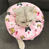 Adjustable Pet E-Collar Recovery Cone Cotton Blends Neck Recover Collar Cat Dog Printed Elizabeth Circle Pet Protection Collar