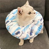 Adjustable Pet E-Collar Recovery Cone Cotton Blends Neck Recover Collar Cat Dog Printed Elizabeth Circle Pet Protection Collar